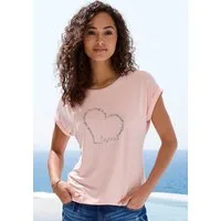 LASCANA Kurzarmshirt mit Lascana Herz Print Sommershirt aus luftigem Viskose-Stretch