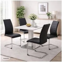 HTI-Living Esszimmerstuhl Esszimmerstuhl SallyC Kunstleder 4er-Set Schwarz (Set, 4 St), Schwingstuhl Freischwinger