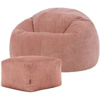 icon Sitzsack Erwachsene aus Cord „Kingston“ mit Hocker (Spar-Set, 1 x Sitzsack, 1 x Fußhocker), 85x50cm, Made in Germany, für Erwachsene & Kinder