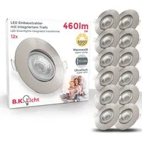 B.K.Licht LED Einbaustrahler SET Einbauleuchten 90mm dimmbar 230V ultra-flach schwenkbar, Ohne Dimmfunktion, LED fest integriert, 3000K - Warmweiß, 6x dimmbare Einbauspots Decke schwenkbar Wohnzimmer Büro - BKL1285