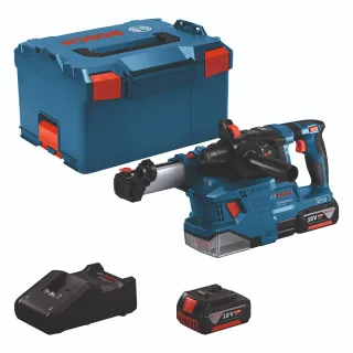 Bosch Akku-Bohrhammer mit SDS plus GBH 18V-22, 2x Akku GBA 18V4.0Ah/L-BOXX, Ringbürste - 0611924003