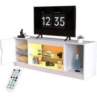oyajia TV-Schrank Fernsehkommode, Lowboard TV Schrank,mit 16 Farben LED Beleuchtung (Lowboard TV Schrank, mit RGB-LED-Leuchten, 1 offenes Regalfach und Glasregal Fächern) TV Board Fernsehschrank 148cm, Fernsehtisch für 65 Zoll & kleinere TVs