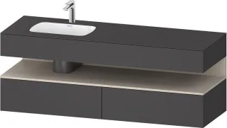 Duravit Qatego Einbauwaschtisch mit Konsolenwaschtischunterbau Graphit Matt 1600x500x600 mm - QA4795 QA4795083490000