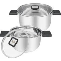 RESTO Kitchenware Topf-Set ANSER mit klappbaren Griffen, im Geschenkkarton, Edelstahl 18/10 (Set, 4-tlg., je 2x Kochtopf Ø 18/22 cm mit Deckel), für alle Herdarten geeignet, auch Induktion