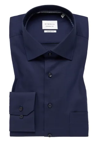 ETERNA - Hemd Twill verkürzter Arm (59 cm) navy - Gr. - 48/Langarm - 65cm