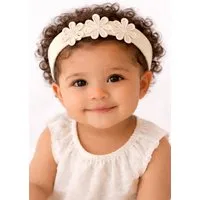 La Bortini Stirnband Baby Kopfband in Weiß mit Blumen Kopfschmuck für Mädchen (für Mädchen, mit Blumen) elastisch, weiß creme