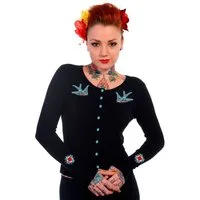 Banned Strickjacke Rockabilly Schwalben Retro Vintage Cardigan