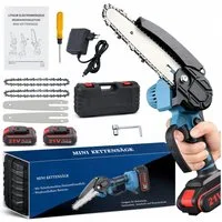 GARRYFIZH Akku-Säge Akku-Säge Mini Akku SäGe HandgefüHrte SäGe 21V Elektrische KettensäGe, 2 Batterien & 4 Zoll/6Zoll 2 Führungsplatten