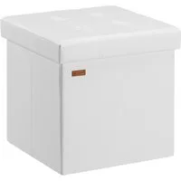 Casaria Sitzhocker, mit Stauraum Weiß Faltbar Deckel Kunstleder Gepolstert 38x38x38cm