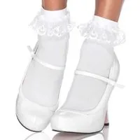 Leg Avenue Feinsöckchen Söckchen Paar mit Rüschen weiß Einheitsgröße Einheitsgröße 36 -40
