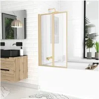 Marwell Badewannenaufsatz Double Gold, Einscheibensicherheitsglas, für Badewanne, 2 schwenkbare Faltwände