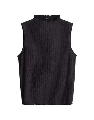 Opus - Slim Jerseytop in Crinkle Optik - Idala braun - Gr. - 40