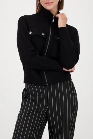 monari - Strickjacke mit Pattentaschen schwarz - Gr. - 34
