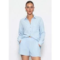 SASSYCLASSY Hemdbluse Gestreifte Musselin Hemdbluse für Damen Zeitlose Langarmbluse mit Hemdkragen und Manschettenärmeln