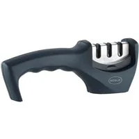 RÖSLE Messerschärfer, 3 Stufen, Schleifkopf wechselbar, stabiler Stand, ergonomischer Griff