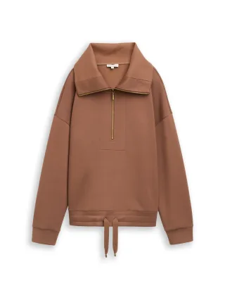 Tom Tailor - Troyer Sweatshirt aus Scuba camel - Gr. - XXXL