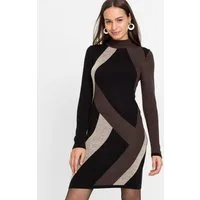 bonprix Strickkleid aus Polyacryl, eng anliegende Passform, mit Jacquard-Muster