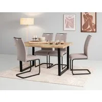 HELA Essgruppe GISELLE Esszimmer, Essgruppe, Sitzgruppe, (Set, 5-tlg., 5er Set, Tisch plus 4 Stühle), Esstisch U-Gestell Metall, Tischplatte mit Baumkante, OTTOs Choice