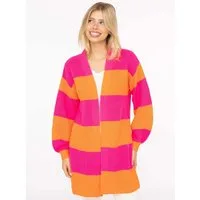 Zwillingsherz Cardigan "Katja" One Size, Wollanteil, Langarm, Blockstreifen, ohne Verschluss