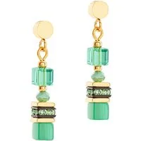 COEUR DE LION Paar Ohrstecker Schmuck Geschenk Edelstahl Mini Cubes Würfelkette, Made in Germany - mit Tigerauge s., Swarovski® Kristall, Strassstein