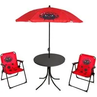 Mojawo Essgruppe 4tlg Kinder Campingmöbel Set Outdoor Campingstuhl Tisch Sonnenschirm