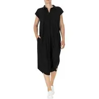 St.Ann Sommerkleid Kleid Dakota – Midi-Kleid im Relaxed Fit mit elegantem Kragen verdeckte Knopfleiste