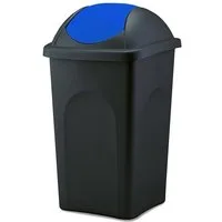 BigDean Mülleimer 60 L XL schwarz Blau Schwingdeckel Müllsammler Abfalleimer Mülltonne, XL Mülleimer, Schwingdeckel, 60L, Dezente Optik