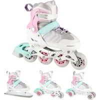 NILS EXTREME Inlineskates 4-IN-1 Inliner Schlittschuhe Rollschuhe wechselbare Kufen, Verstellbare Größe & verstellbare Rollen
