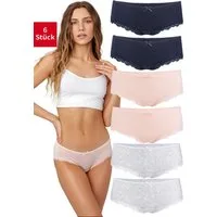 Fabio Farini Panty Frauen Unterwäsche - Damen Slips aus Baumwolle (Packung, 6-St) im Bikini-Style mit dezenter Spitze