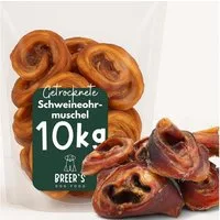Breers Pet Food Schweineohrmuscheln getrocknet 10 kg Kausnack Hundeleckerlie, Einzelfuttermittel für: Hunde, Harter Kauartikel, Leckerli getreidefrei, Hundesnack zuckerfrei