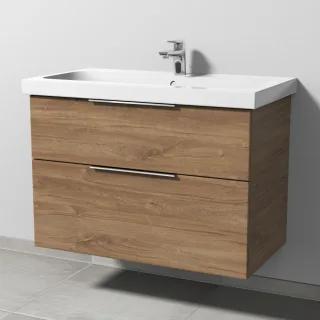 Sanipa 3way Waschtischunterbau zu Geberit iCon Light Waschtisch mit 2 Auszügen, Eiche-Kansas UM57559