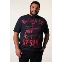 Men Plus T-Shirt T-Shirt Halbarm Bauchfit Print Rundhals