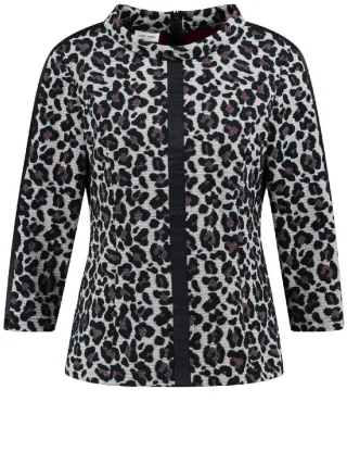 GERRY WEBER Collection - Blusentop mit Animalprint schwarz/grau/braun - Gr. - 40