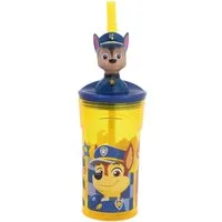 PAW PATROL Trinkflasche Becher 3D Kindertrinkbecher 360 ml mit Strohhalm & Figurdeckel