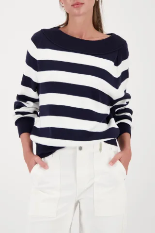 monari - Steifen-Strickpullover marine ringel - Gr. - 36