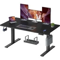 VASAGLE Schreibtisch Höhenverstellbarer, USB-C-Anschluss, Erinnerung bei langem Sitzen, Ablage für Steckdosenleiste, 3 Speichertasten, 120/140/160/180cm
