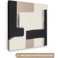 OneMillionCanvasses® Leinwandbild Schwarz - Abstrakt - Japanisch, Fotodruck (1 St), Wandbild, Deko Schlafzimmer Wohnzimmer Flur 20x20 cm