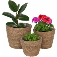 relaxdays Blumentopf Runder Blumentopf im 3er Set, natur