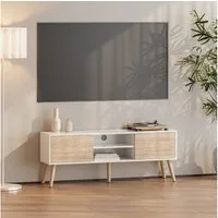 en.casa Lowboard, »Eskilstuna« Fernsehtisch 120x29,5x46,5cm Weiß / Eiche
