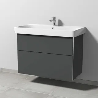 Sanipa 3way Waschtischunterbau zu Geberit Smyle Square Waschtisch mit 2 Auszügen, Anthrazit-Matt BR67122