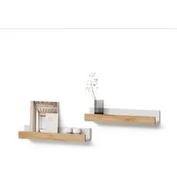 Livinity® Bücherregal Lorena, Weiß/Goldkraft Eiche, 60 x 10 cm 2er Set, 2-tlg.