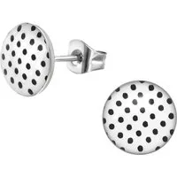 BUNGSA Ohrstecker-Set Ohrstecker schwarze Punkte 10mm aus Edelstahl Unisex (1 Paar (2 Stück), 2-tlg), Ohrschmuck Ohrringe