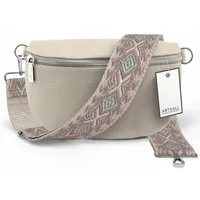 ARTVALL Umhängetasche Echtleder Handtasche Brusttasche Crossbody Beige (Tasche inkl. Taschenband), Leder Bauchtasche klein breiter Schulterriemen abnehmbarer Taschengurt