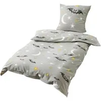 JACK Kinderbettwäsche JACK by Bierbaum Kinder Biber Fledermaus Bettwäsche 2 tlg. 135x200cm, Biber, 2 teilig, Kinderbettwäsche mit tollem Motiv, Sterne, Mond, Grau, weiche Qualität