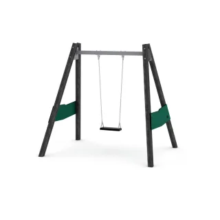 PRO Drift Spielplatz-Schaukel für öffentliche Bereiche - Robuste Einzelschaukel 90x90mm Pfosten mit Sicherheitssitz - 740x175cm - Wickey
