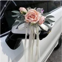 FELIXLEO Dekohänger 2St Hochzeit Autoschmuck Schleifen Blumen Rückspiegel Champagner. (1 St)