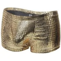 Lau-Fashion Boxershorts Herren Lack Leder Look mit Schlangenmuster – Sexy Low Rise Unterwäsche