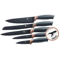 KING Messer-Set Carbon Design (Set, 6-tlg), (5 Messer), incl. Sparschäler, Wellenschliff