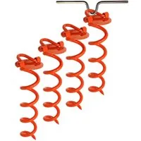 riijk Bodenanker Erdanker, Hering für Trampolin, Schaukel, Hund u. Spielturm, für Zelt, Gartenzelt, Hundeleine, Trampolin, Poolabdeckung, Schaukel, Klettergerüst, Hüpfburg, Eindrehen, (Set, 4-St., Zelthering mit Eindrehhilfe), Öse, Eindrehhilfe