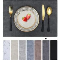 LuxusKollektion Platzset Tischsets abwaschbar wasserdicht Leder rutschfest 4er Set Dunkelgrau